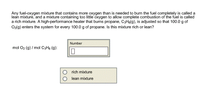Solved Any fuel-oxygen mixture that contains more oxygen | Chegg.com