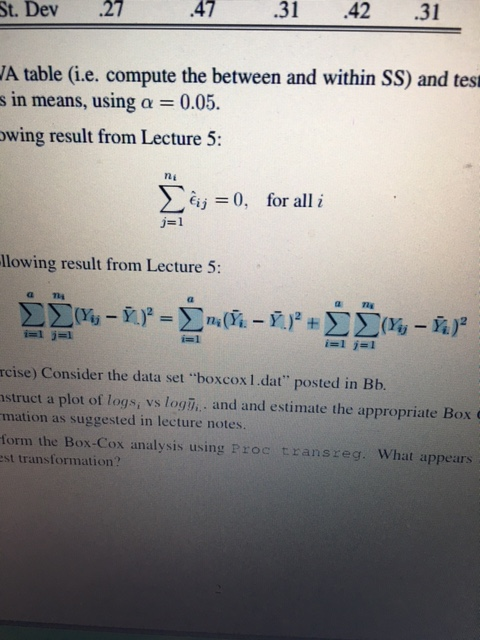 Solved table (i.e. compute the between and within SS) and | Chegg.com