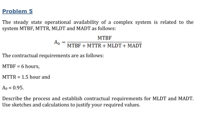 Solved Problem 5 The steady state operational availability | Chegg.com