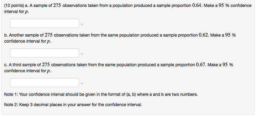 Solved (10 points) a. A sample of 275 observations taken | Chegg.com