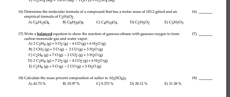 Solved 16) Determine the molecular formula of a compound | Chegg.com