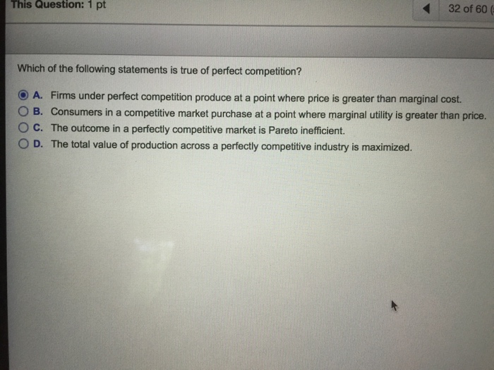 Solved Which of the following statements is true of perfect | Chegg.com