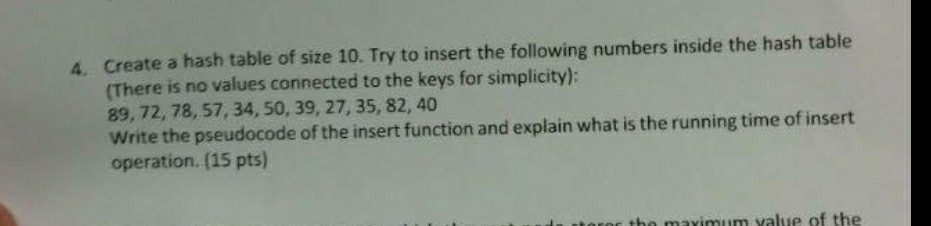 Solved Create a hash table of size 10. Try to insert the | Chegg.com