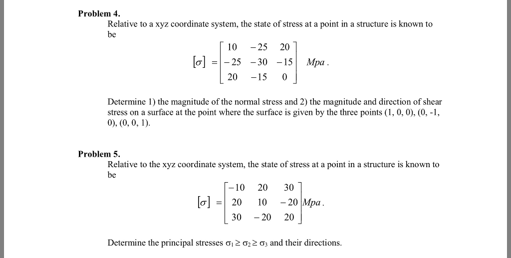 Solved Problem 4. Relative to a xyz coordinate system, the | Chegg.com