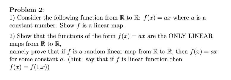 Solved Problem 2 1) Consider the following function from R | Chegg.com