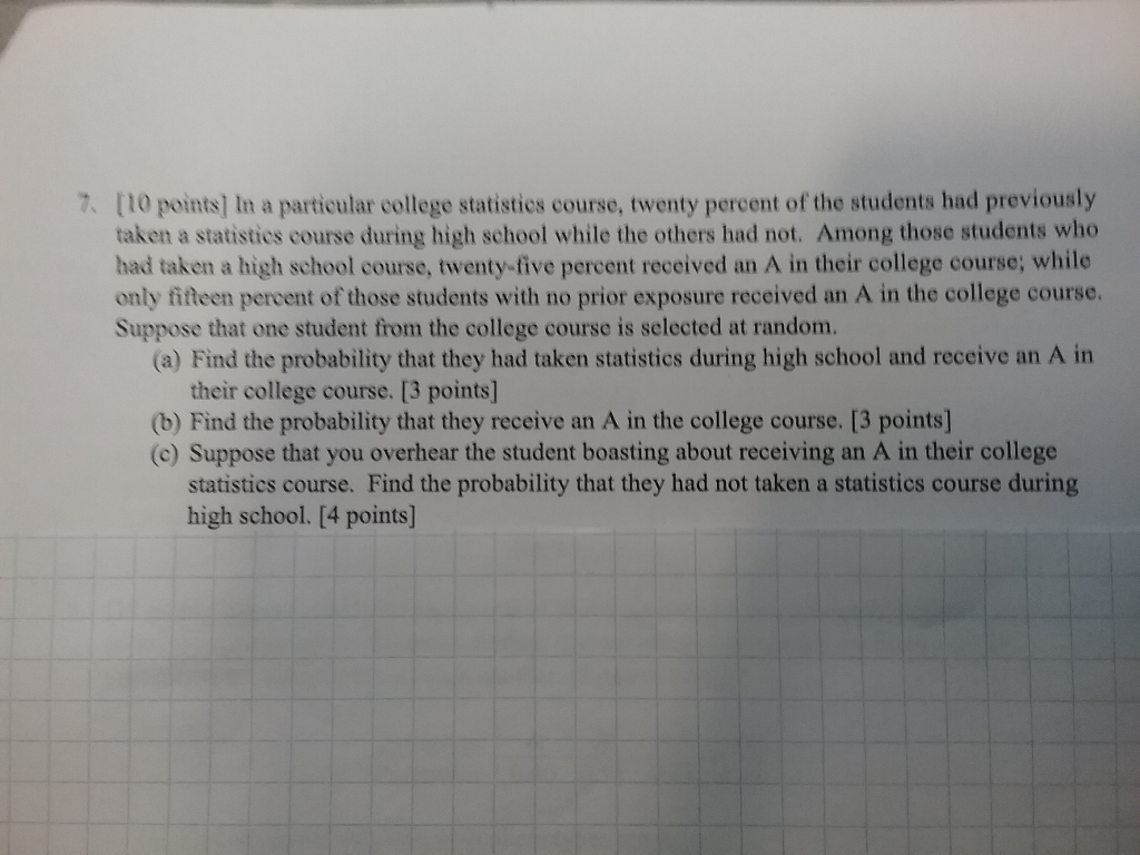 Solved 10 points In a particular college statistics course, | Chegg.com