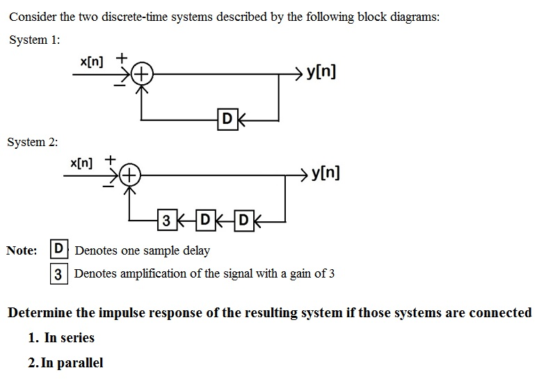Solved Consider the two discrete-time systems described by | Chegg.com