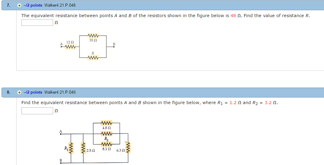 Solved The equivalent resistance between points A and B of | Chegg.com
