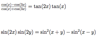 Solved cos(x) - cos(3x)/cos(x) + cos(3x) = tan(2x) tan(x) | Chegg.com