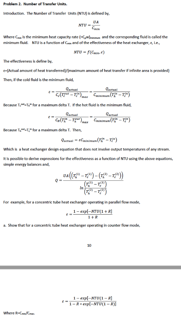 Problem 2. Number of Transfer Units. Introduction.