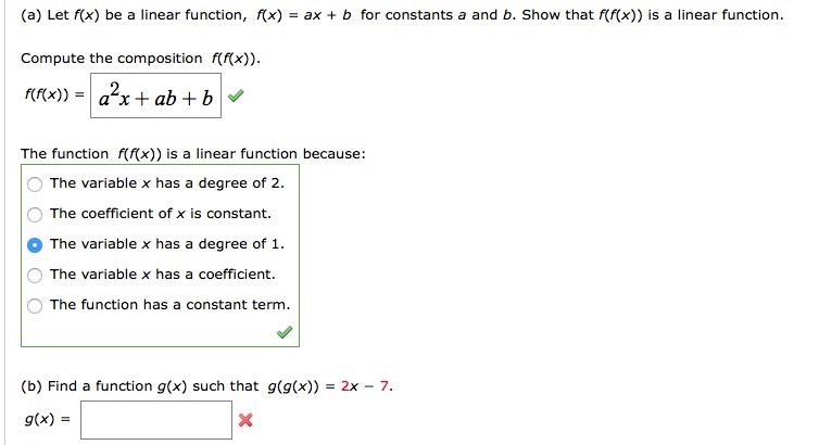 Solved Let F(x) Be A Linear Function, F(x) = Ax + B For | Chegg.com