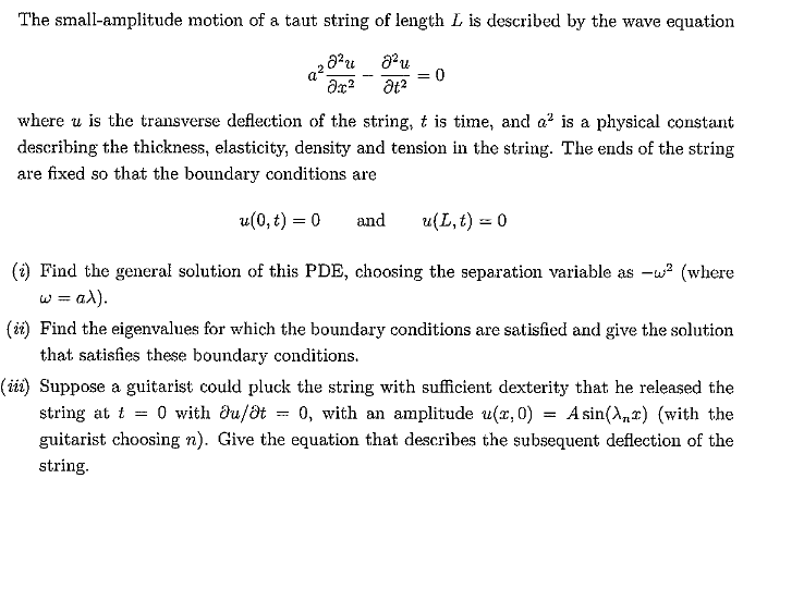 The small-amplitude motion of a taut string of length | Chegg.com
