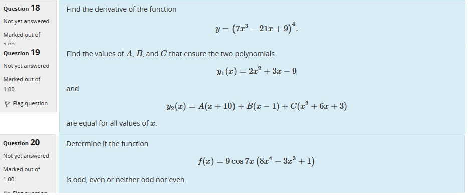 Solved Find the derivative of the function y = (7x^3 - 21x + | Chegg.com