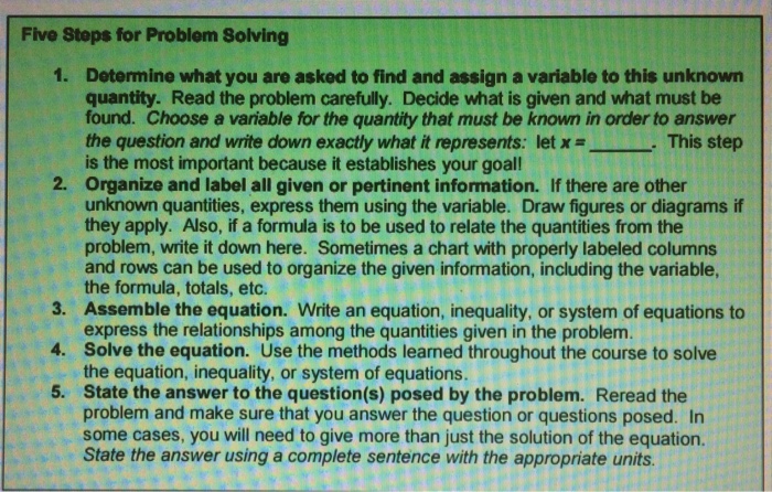 Solved Five Stops For Problem Solving 1 Determine What You Chegg