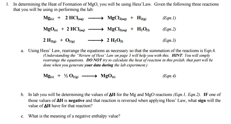 In Determining The Heat Of Formation Of MgO, You W... | Chegg.com