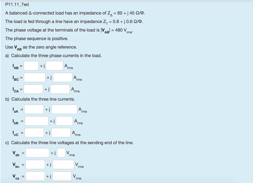 Solved A balanced delta-connected load has an impedance of | Chegg.com