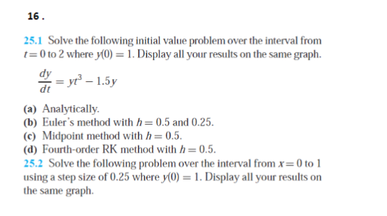 Solved 16. 25.1 Solve the following initial value problem | Chegg.com