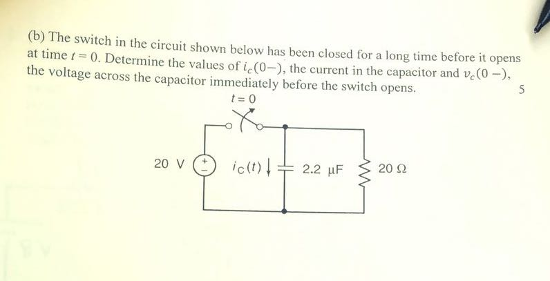 Solved (b) The Switch In The Circuit Shown Below Has Been | Chegg.com