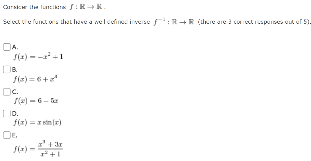 Solved Consider The Functions F R → R Select The