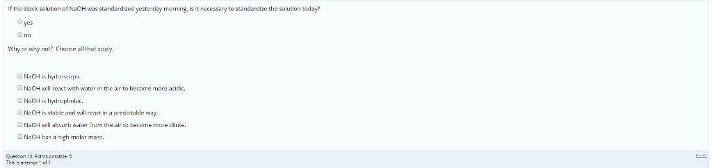 Solved A Standard Solution Of Naoh Is Made Consisting Of Chegg Com