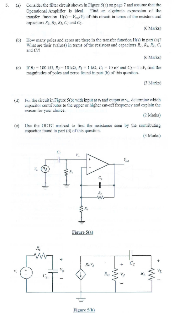 Solved Consider the filter circuit shown in Figure 5(a) on | Chegg.com