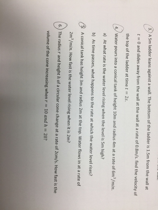 Solved A 5m ladder leans against a wall. The bottom of the | Chegg.com