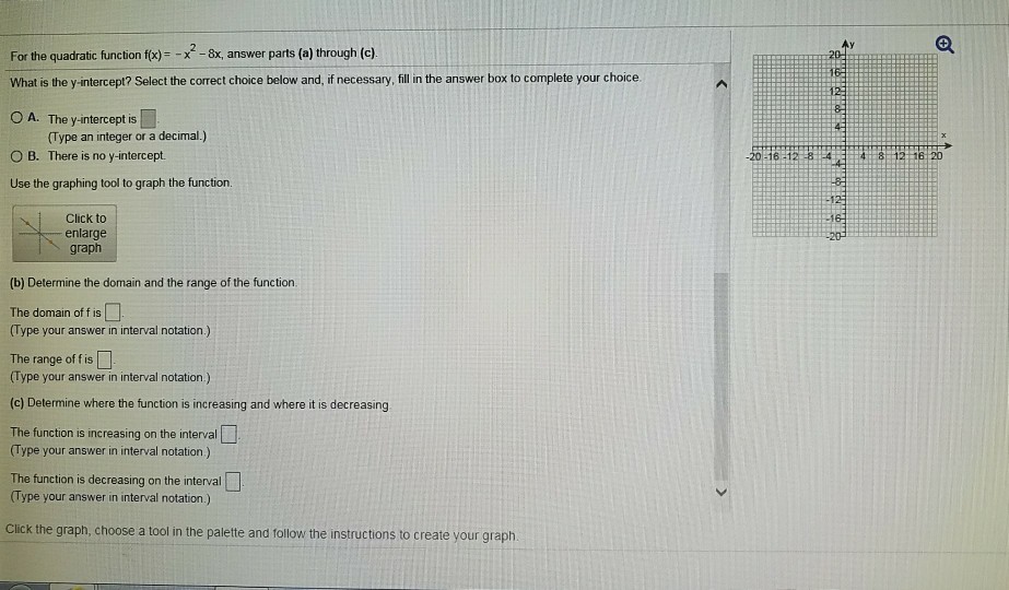 Solved For the quadratic function f(x)--x®-8x, answer parts | Chegg.com