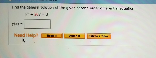 Solved Find The General Solution Of The Given Second Order