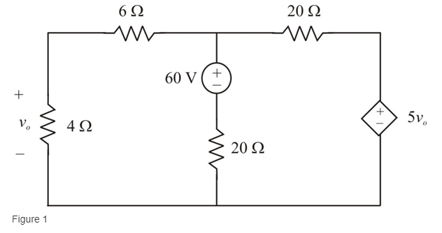 Solved 6Ω 20Ω 60 V(+ 20 Ω Figure 1 | Chegg.com