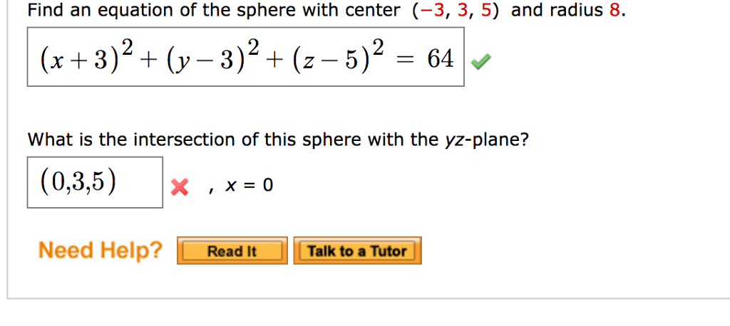 Solved Find An Equation Of The Sphere With Center 3 3 5 8634