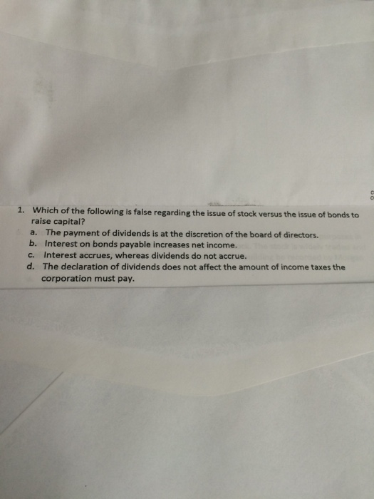 Solved Which of the following is false regarding the issue | Chegg.com