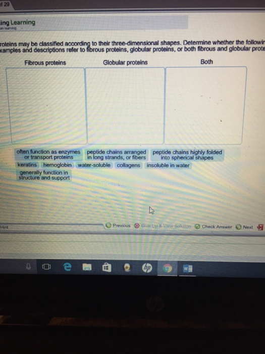 Solved Proteins may be classified according to their | Chegg.com