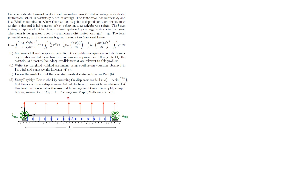 Consider a slender beam of length L and flexural | Chegg.com