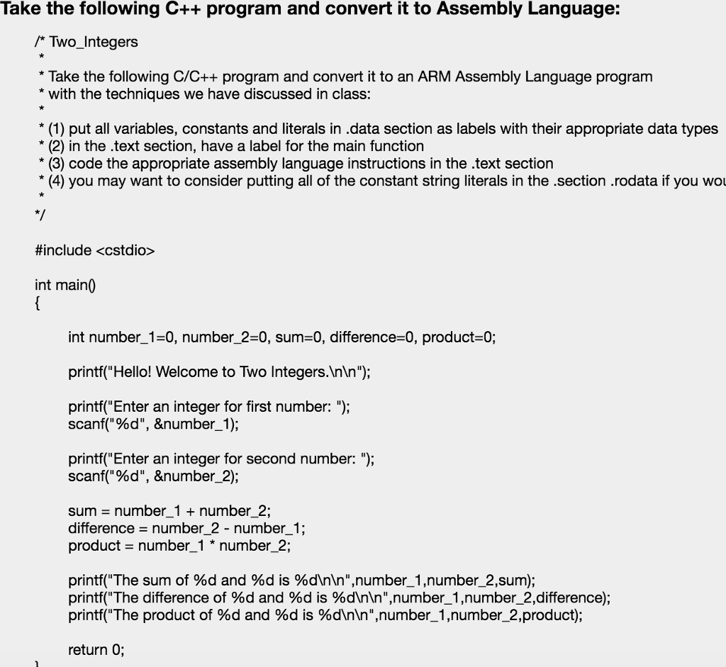 c to arm assembly language converter