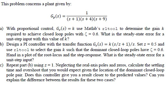Unity feeback system shown below, determine gain k | Chegg.com