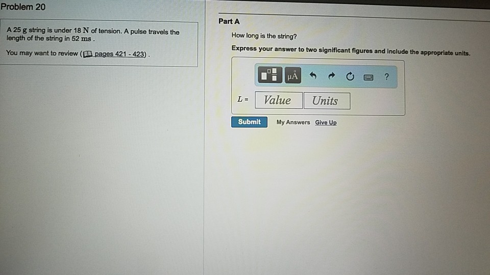 Solved A 25 g string is under 18 N of tension. A pulse