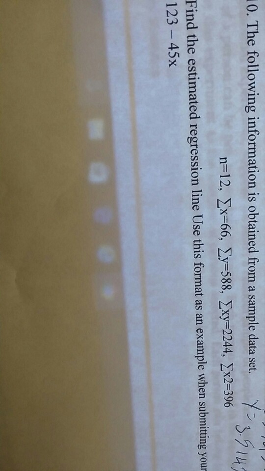 Solved The following information is obtained from a sample | Chegg.com