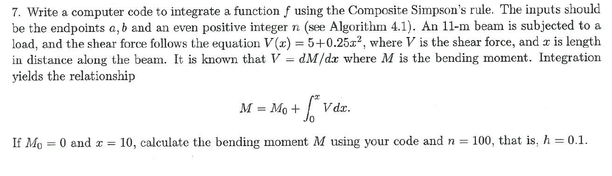 Write a computer code to integrate a function f using | Chegg.com