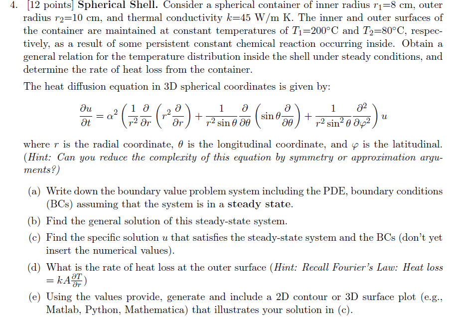 Solved 12 Points Spherical Shell. Consider A Spherical 