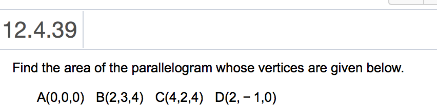 Solved Find The Area Of The Parallelogram Whose Vertices Are 9755