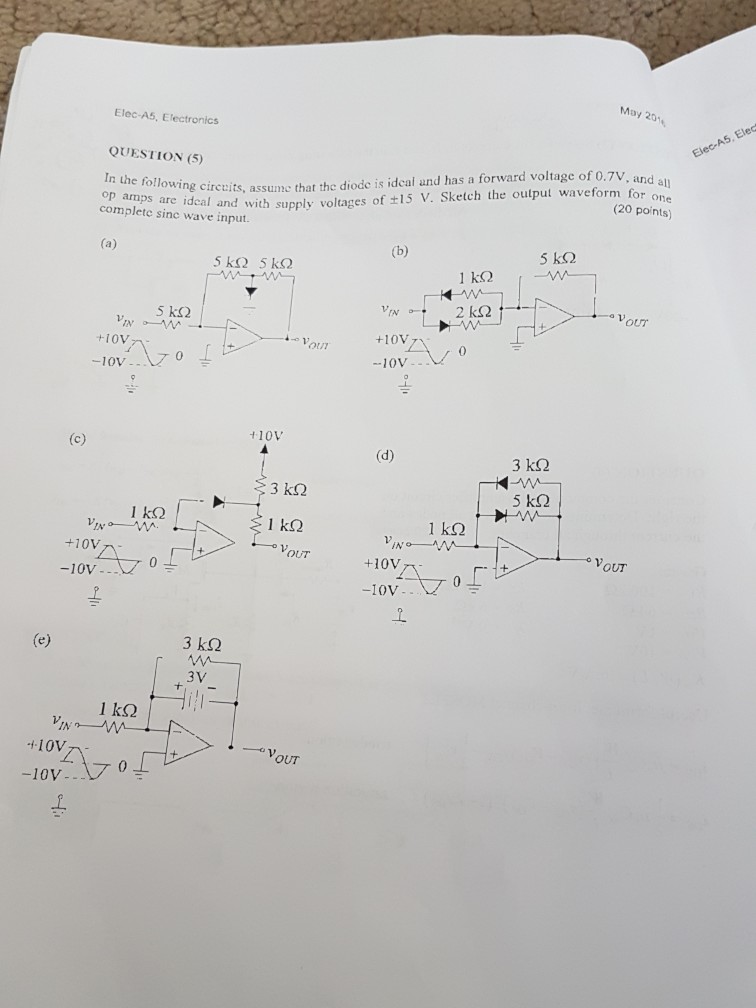 Solved May 20% Elec-A5, Electronics QUESTION (5) In the | Chegg.com