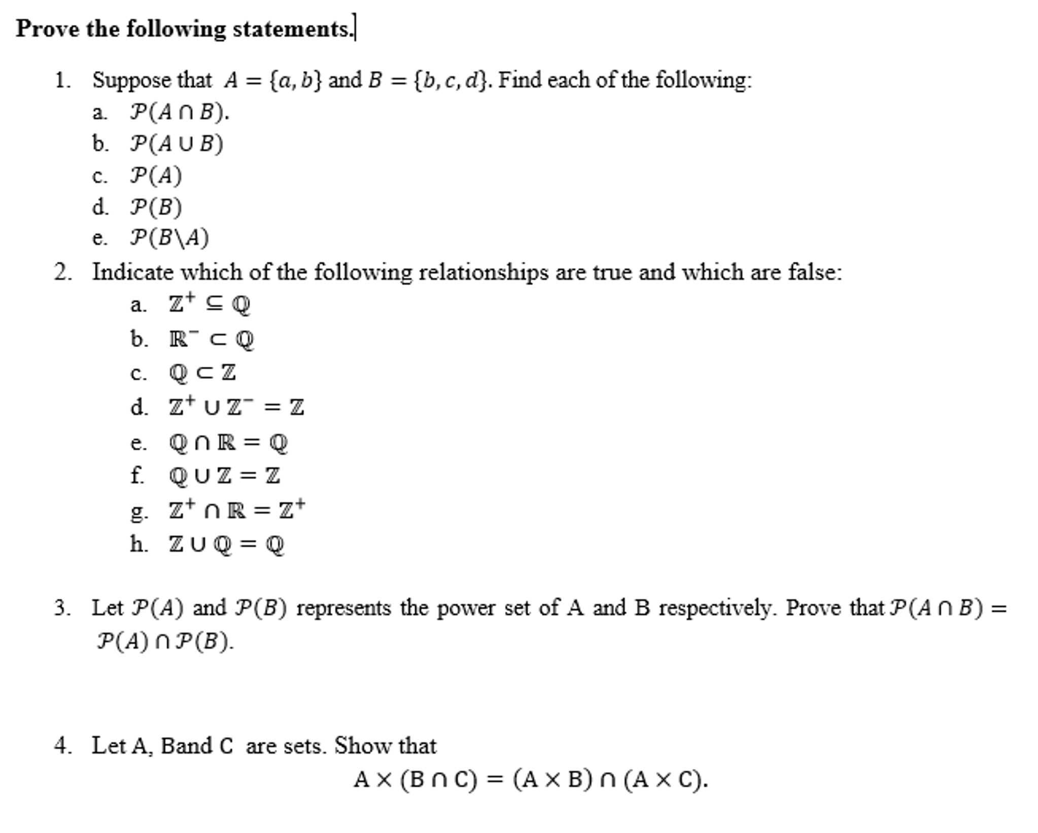 Solved Suppose That A = {a, B} And B = {b, C, D}. Find Each | Chegg.com