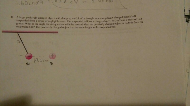 Solved A Large Positively Charged Object With Charge Q_1 = | Chegg.com