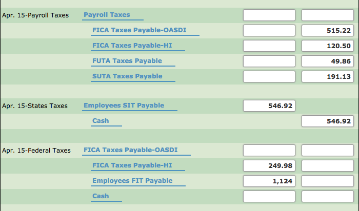 Apr. 1. Paid the treasurer of the | Chegg.com