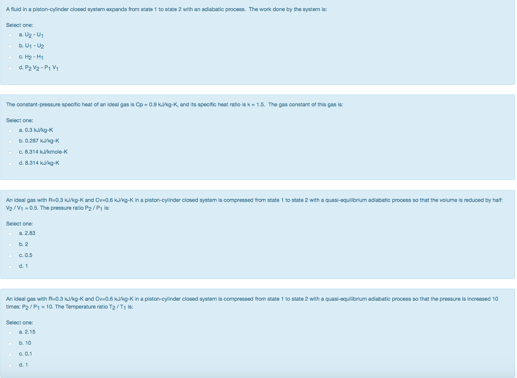 Solved A fluid in a pistoncylinder closed system expands