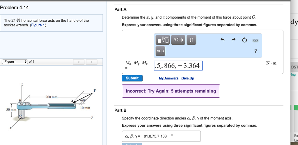 Solved The 24-N horizontal force acts on the handle of the | Chegg.com