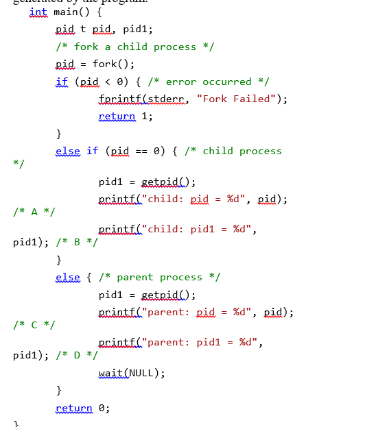 Solved int main() ( pid t pid, pid1; /* fork a child process