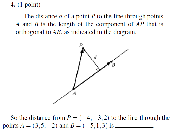 Solved The distance d of a point P to the line through | Chegg.com