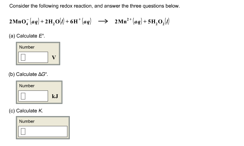 Solved Consider the following redox reaction, and answer the | Chegg.com