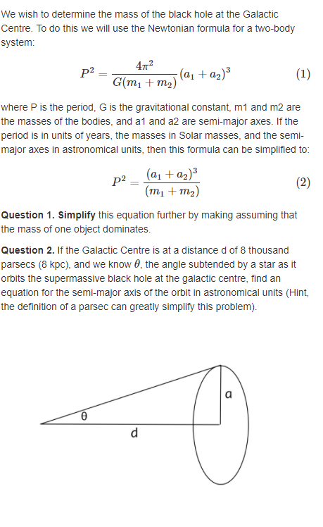 Solved We wish to determine the mass of the black hole at | Chegg.com